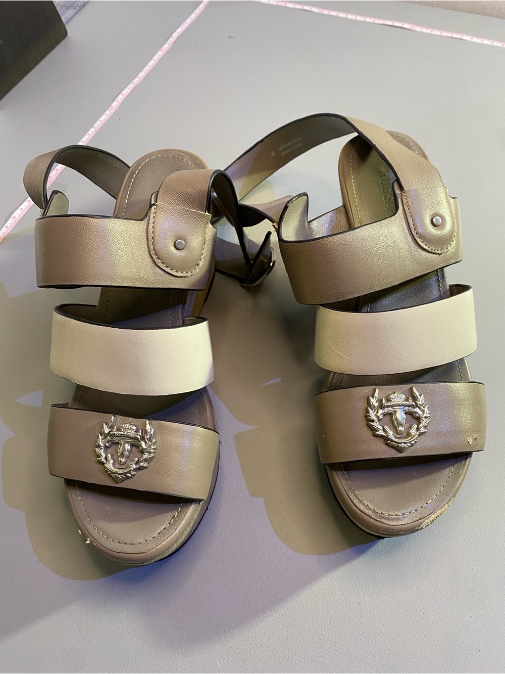 Rudsak Neutral Tan Leather heel Sandal Strap (Size 36)